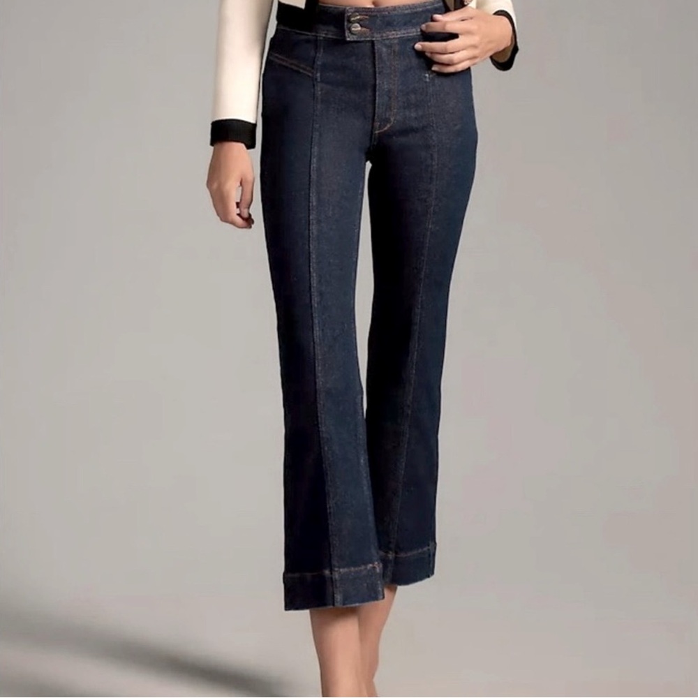 Anthropoligie Pilcro Nyhavn Mid Rise Cropped Dark Wash Jeans, Size 29 Petite